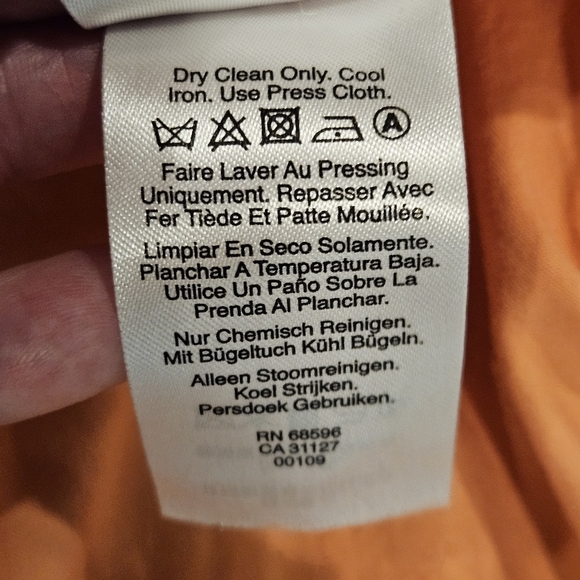 Donna Karan SZ 4 Light Orange Fit & Flare Sleeveless Midi Dress W/Pockets FLAWED - Picture 10 of 12